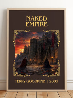 Naked Empire Classic Book Art Print by Terry Goodkind – framed print leaning on a wooden floor