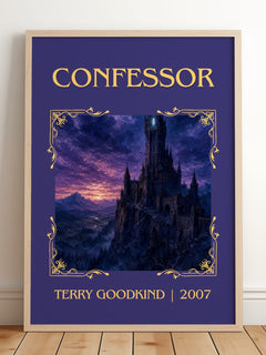 Confessor Classic Book Art Print by Terry Goodkind – framed print leaning on a wooden floor