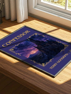 Confessor Classic Book Art Print by Terry Goodkind – print on a sunlit desk