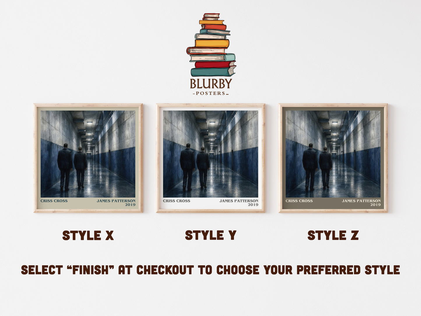 Criss Cross literary print in frame leaning in hallway – thriller wall art