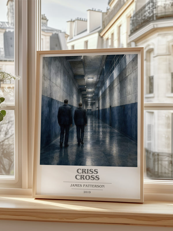 Criss Cross Book Cover Poster by James Patterson – framed print by a bright window