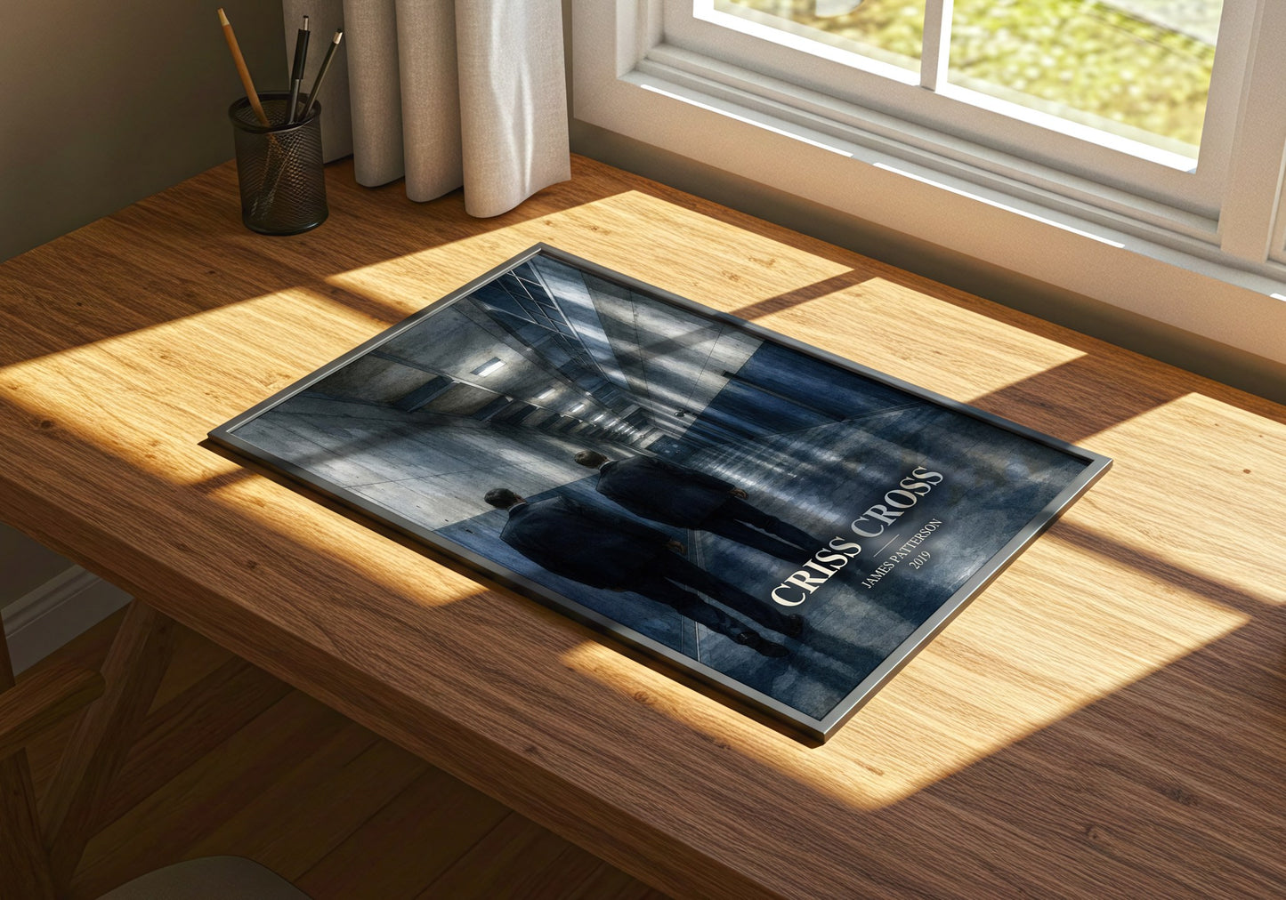 Criss Cross watercolour book poster framed on wall – thriller wall art