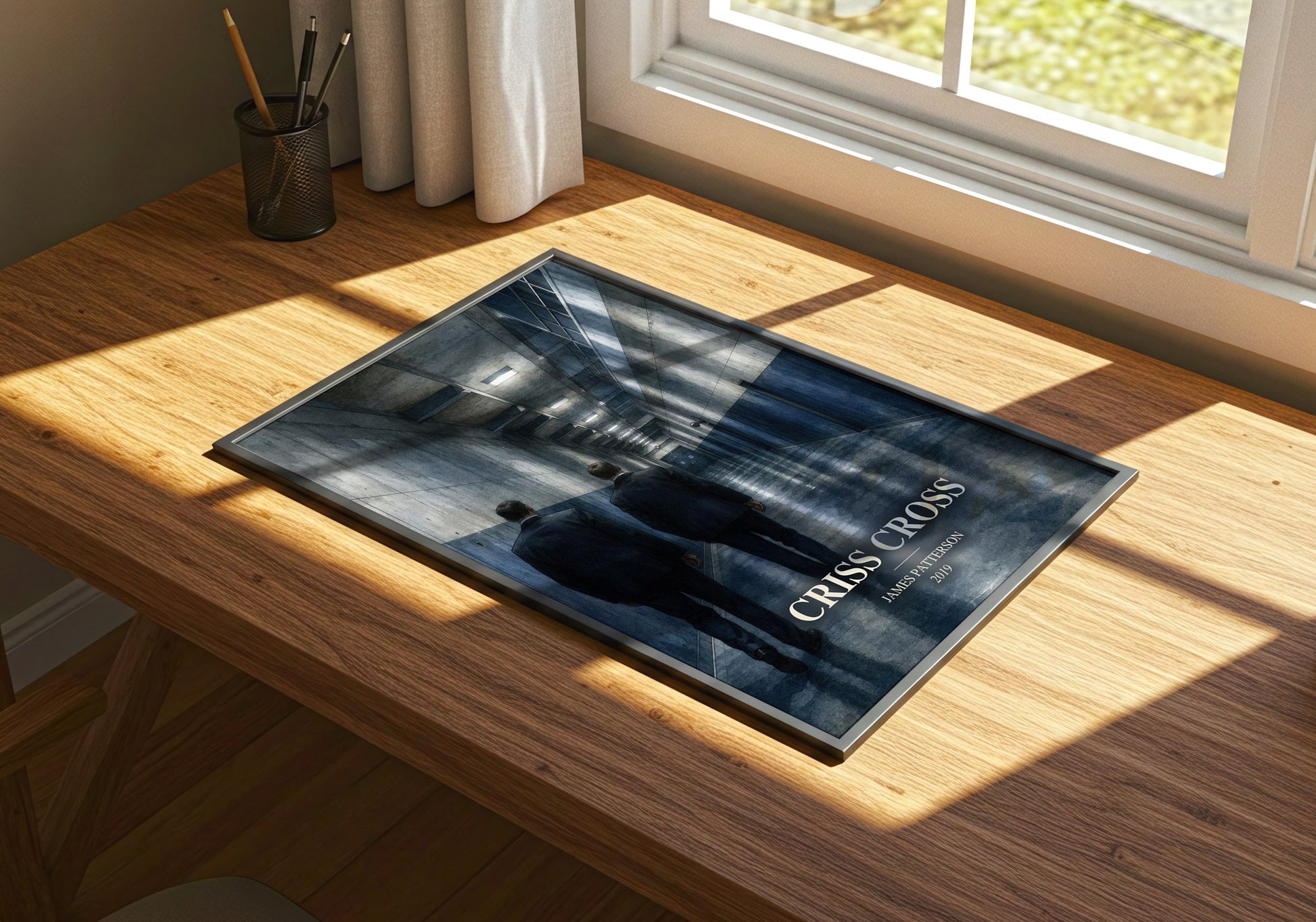 Criss Cross watercolour book poster framed on wall – thriller wall art