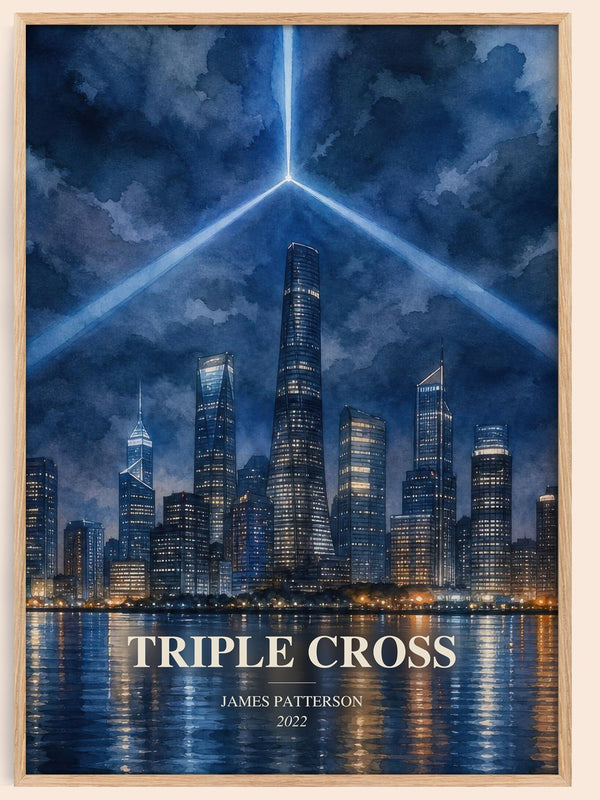 Triple Cross watercolour book poster by James Patterson – framed literary art print