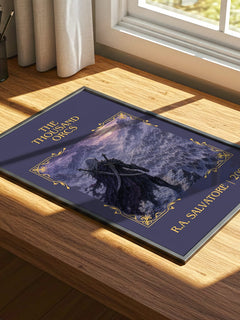 The Thousand Orcs Classic Book Art Print by R.A. Salvatore – print on a sunlit desk