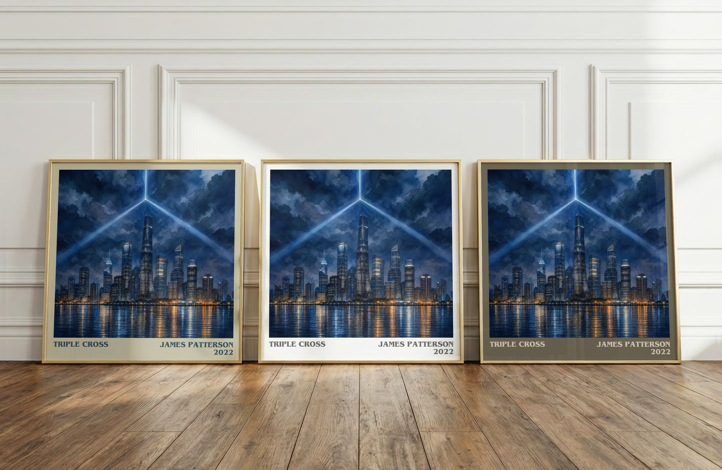 Triple Cross literary art print colour and style options – James Patterson book art
