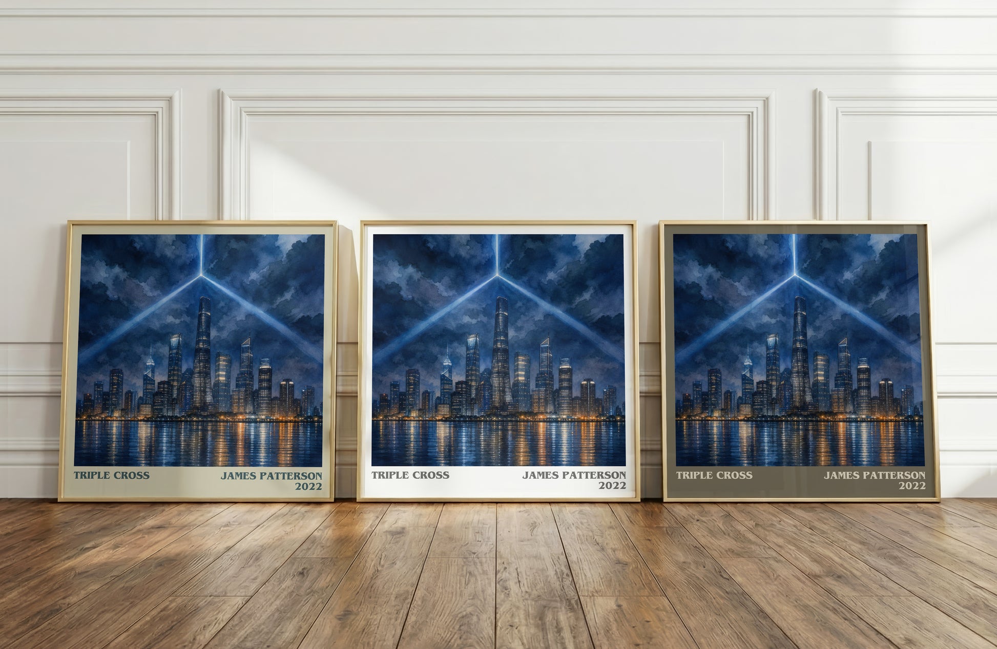 Triple Cross literary art print colour and style options – James Patterson book art