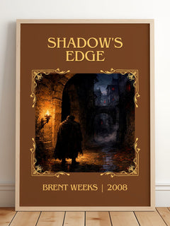 Shadow's Edge Classic Book Art Print by Brent Weeks – framed print leaning on a wooden floor