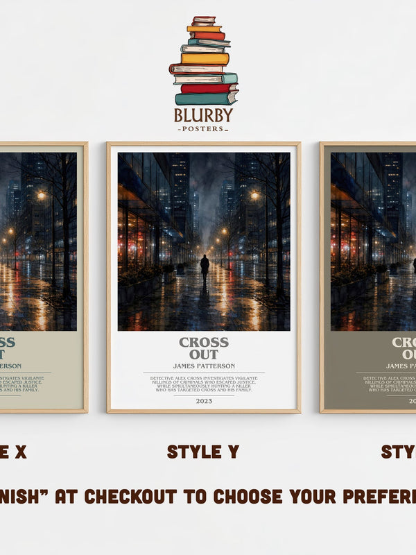 Cross Out bookish print in frame leaning in hallway – thriller wall art