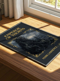 Emperor of Thorns Classic Book Art Print by Mark Lawrence – print on a sunlit desk