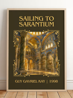 Sailing to Sarantium Classic Book Art Print by Guy Gavriel Kay – framed print leaning on a wooden floor