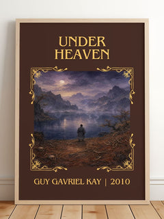 Under Heaven Classic Book Art Print by Guy Gavriel Kay – framed print leaning on a wooden floor