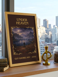 Under Heaven Classic Book Art Print by Guy Gavriel Kay – framed print on a city-view windowsill