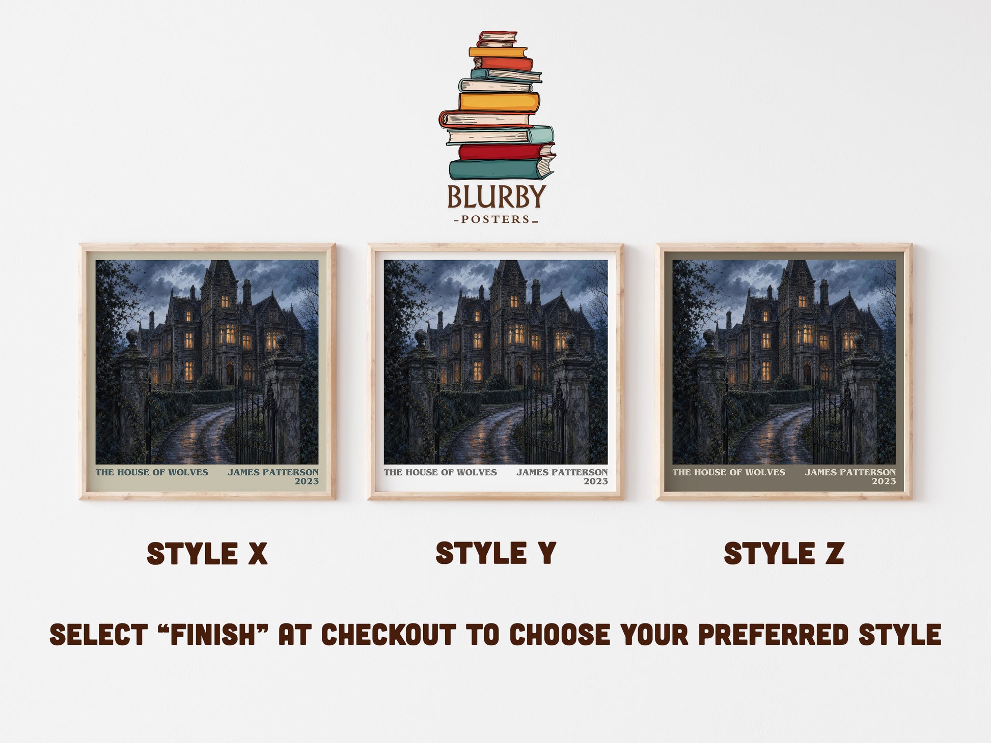 The House Of Wolves literary print in frame leaning in hallway – thriller wall art