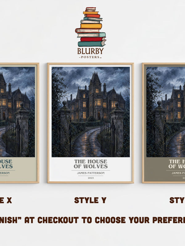 The House Of Wolves book cover print in frame leaning in hallway – thriller wall art