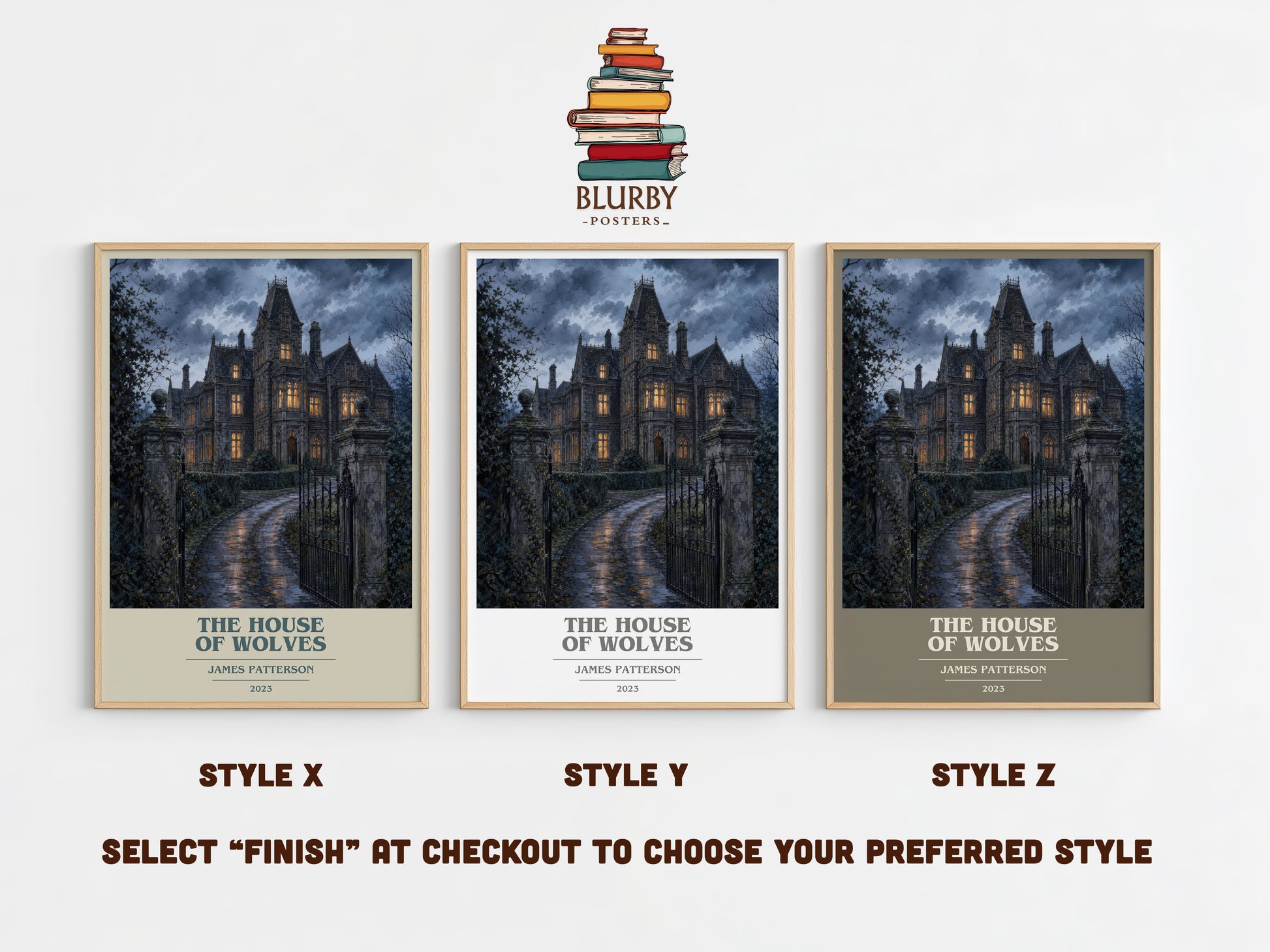 The House Of Wolves book cover print in frame leaning in hallway – thriller wall art