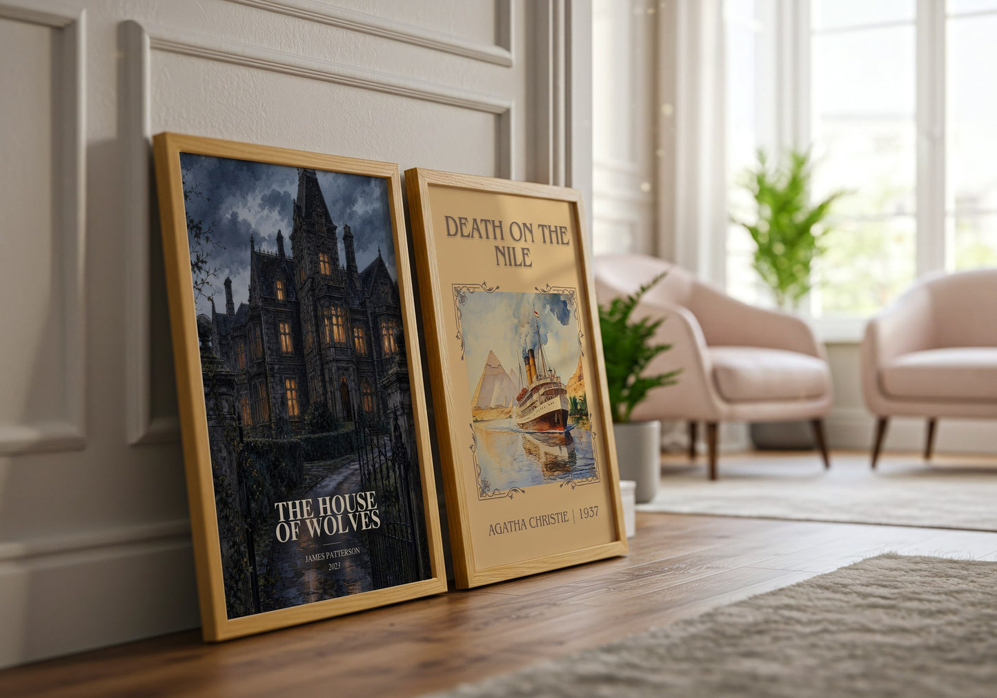 The House Of Wolves watercolour print framed by window – literary home decor