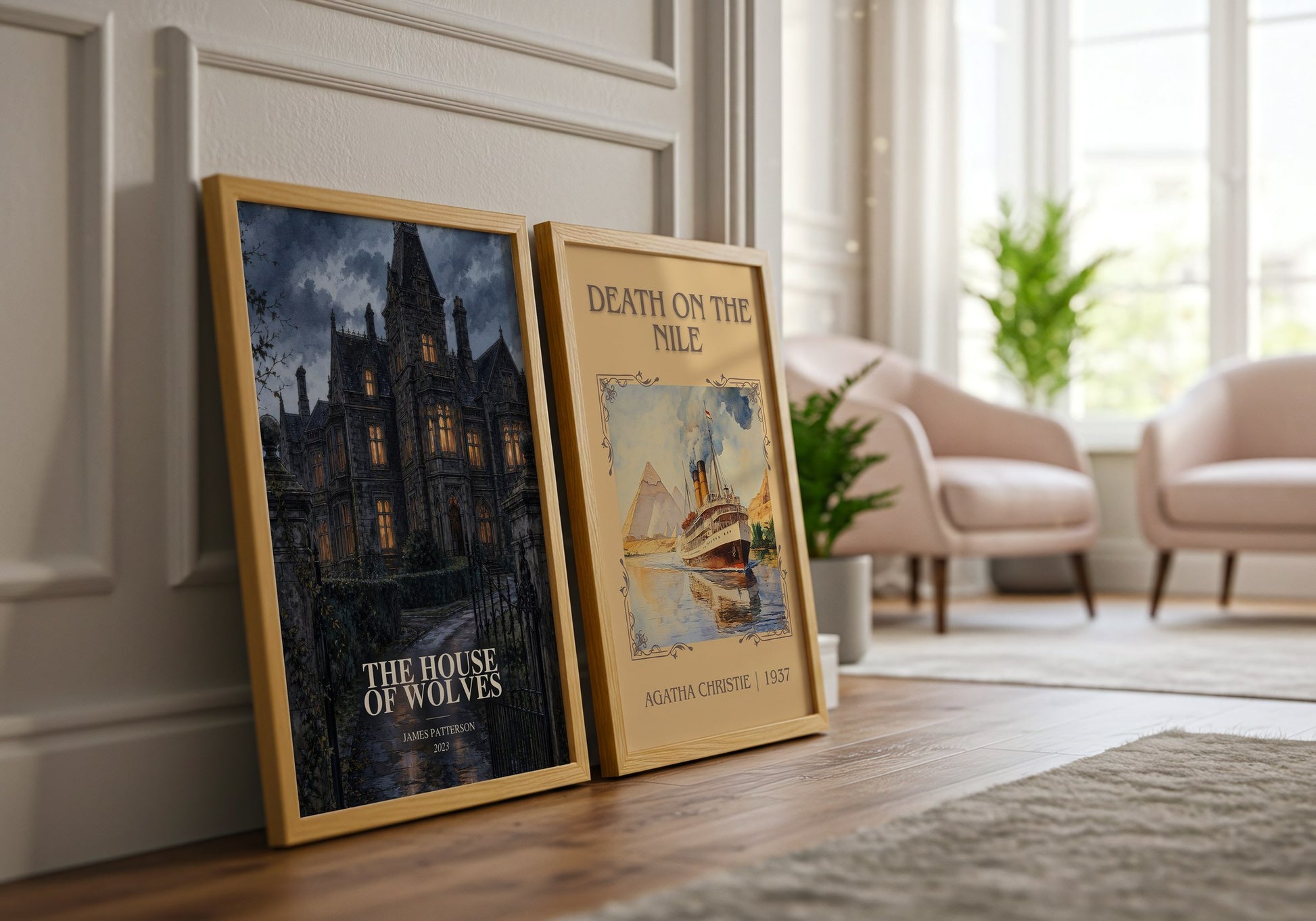 The House Of Wolves watercolour print framed by window – literary home decor