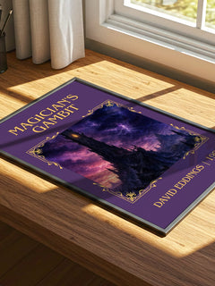 Magician's Gambit Classic Book Art Print by David Eddings – print on a sunlit desk