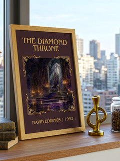 The Diamond Throne Classic Book Art Print by David Eddings – framed print on a city-view windowsill