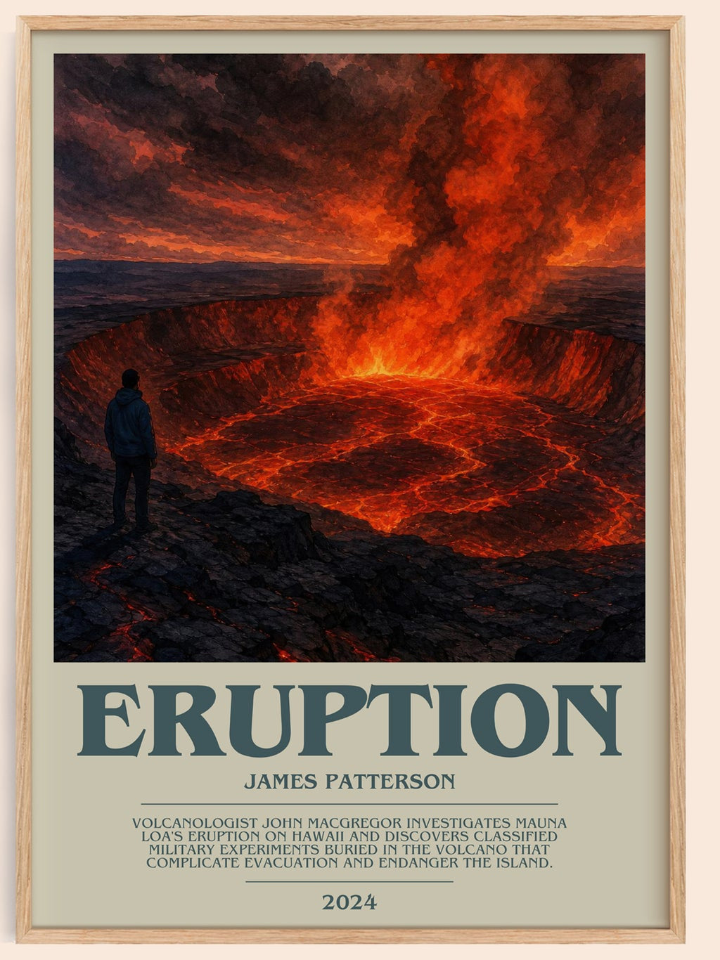 Eruption bookish book poster by James Patterson – framed literary art print