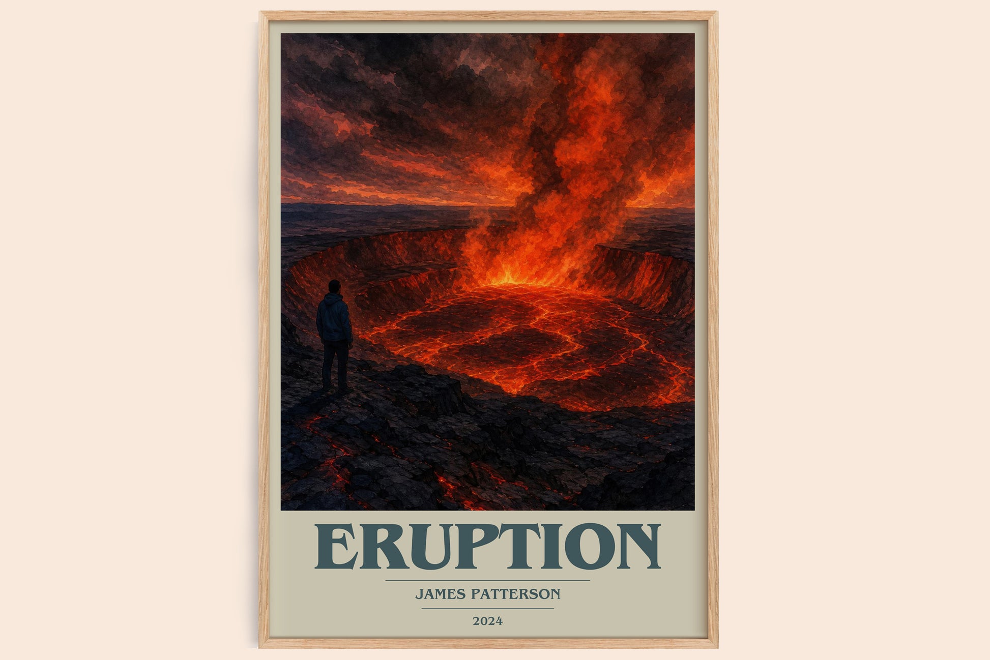 Eruption book cover book poster by James Patterson – framed literary art print