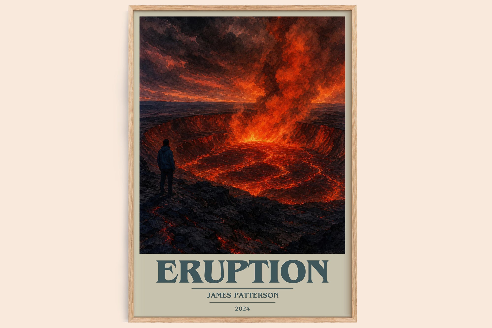 Eruption book cover book poster by James Patterson – framed literary art print