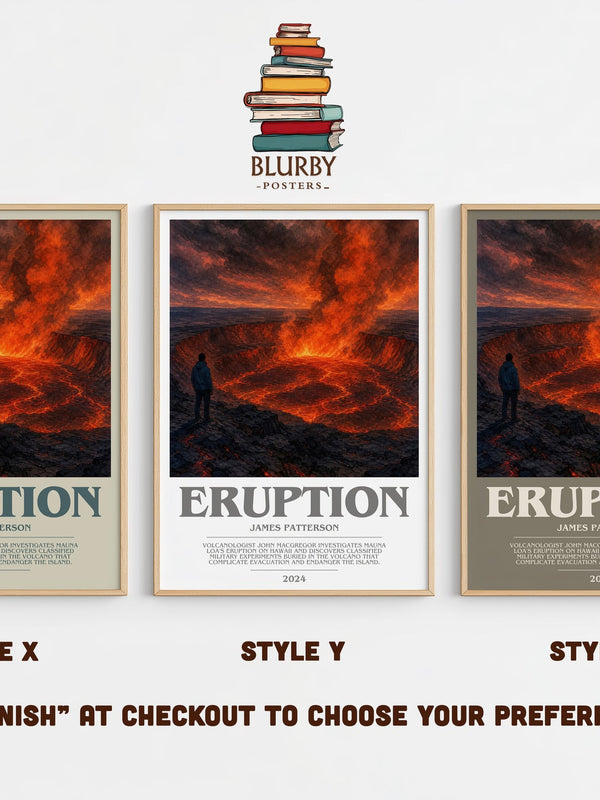 Eruption bookish print in frame leaning in hallway – thriller wall art