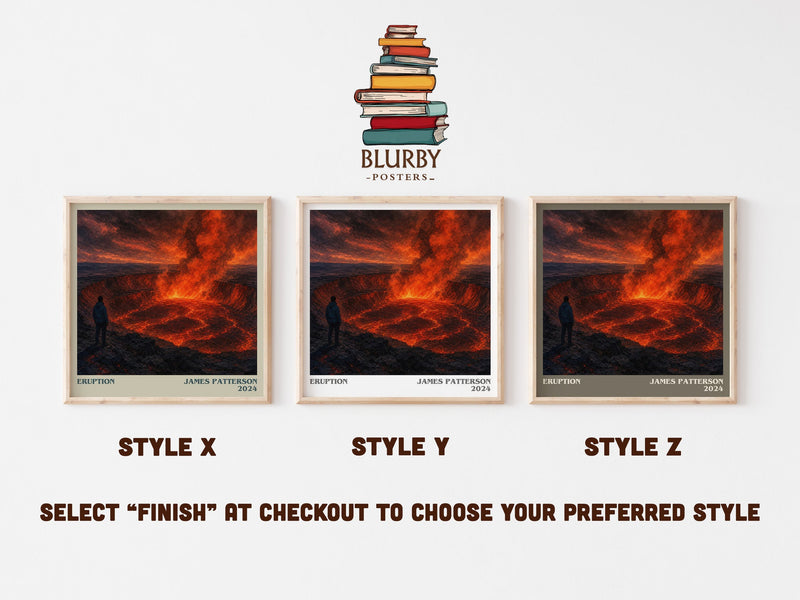 Eruption literary print in frame leaning in hallway – thriller wall art