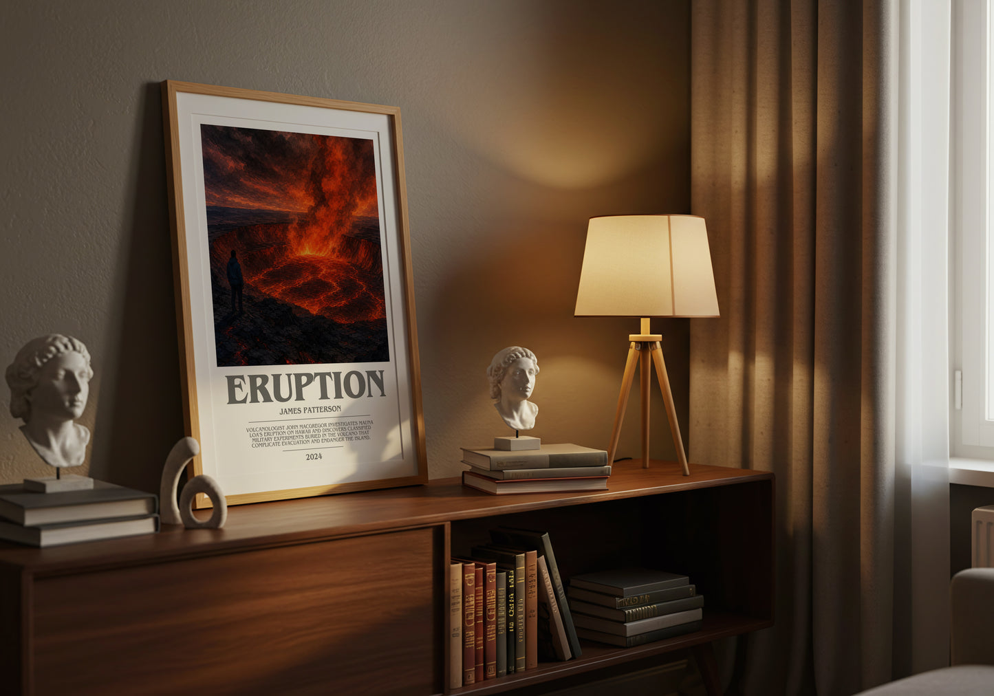 Eruption bookish book poster framed on wall – thriller wall art