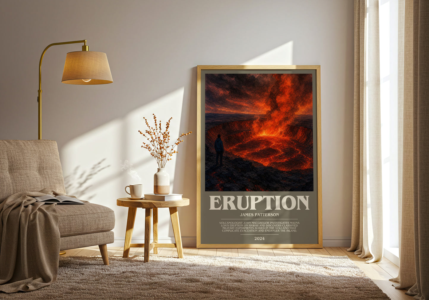 Eruption bookish print on bookshelf – James Patterson fan gift