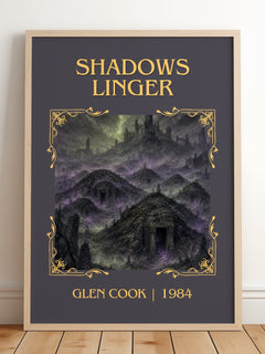 Shadows Linger Classic Book Art Print by Glen Cook – framed print leaning on a wooden floor
