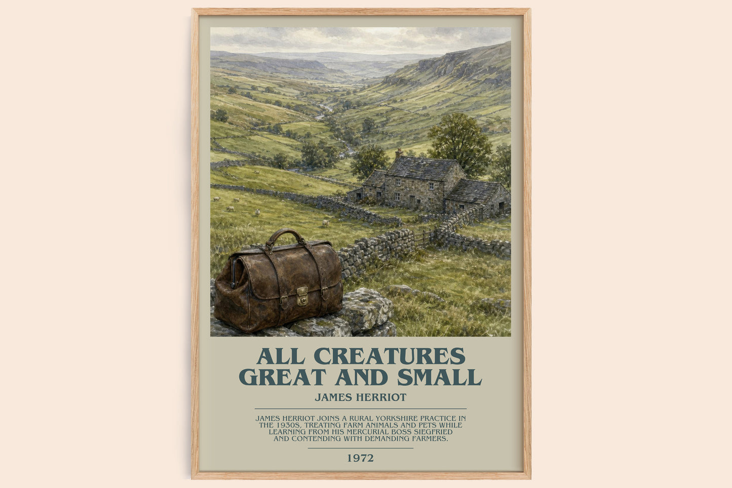 All Creatures Great And Small bookish book poster by James Herriot – framed literary art print