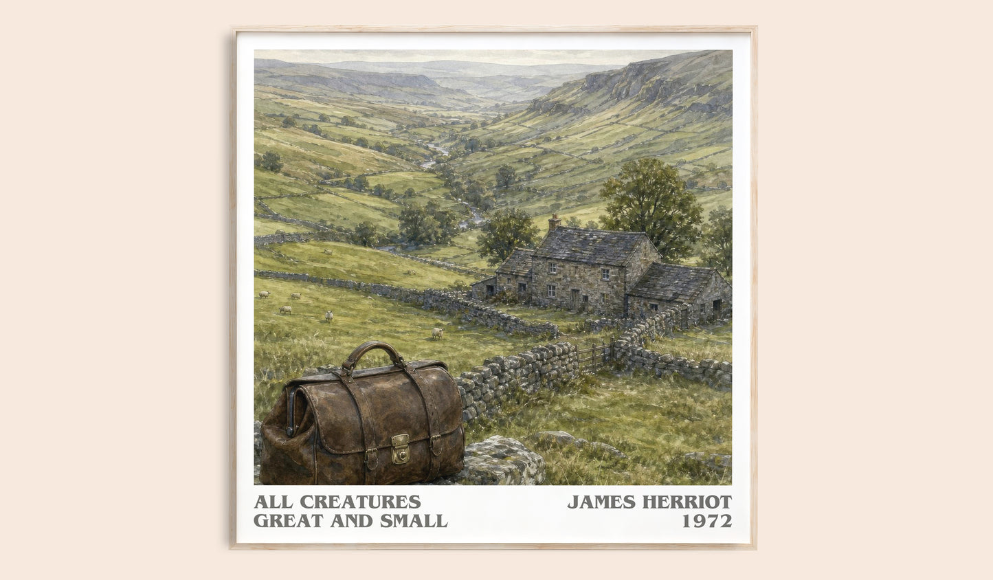 All Creatures Great And Small literary book poster by James Herriot – framed literary art print