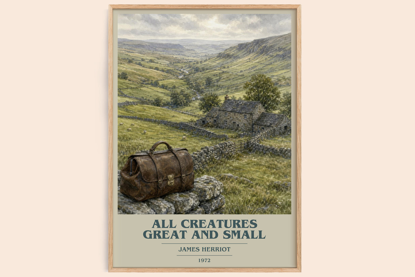 All Creatures Great And Small book cover book poster by James Herriot – framed literary art print