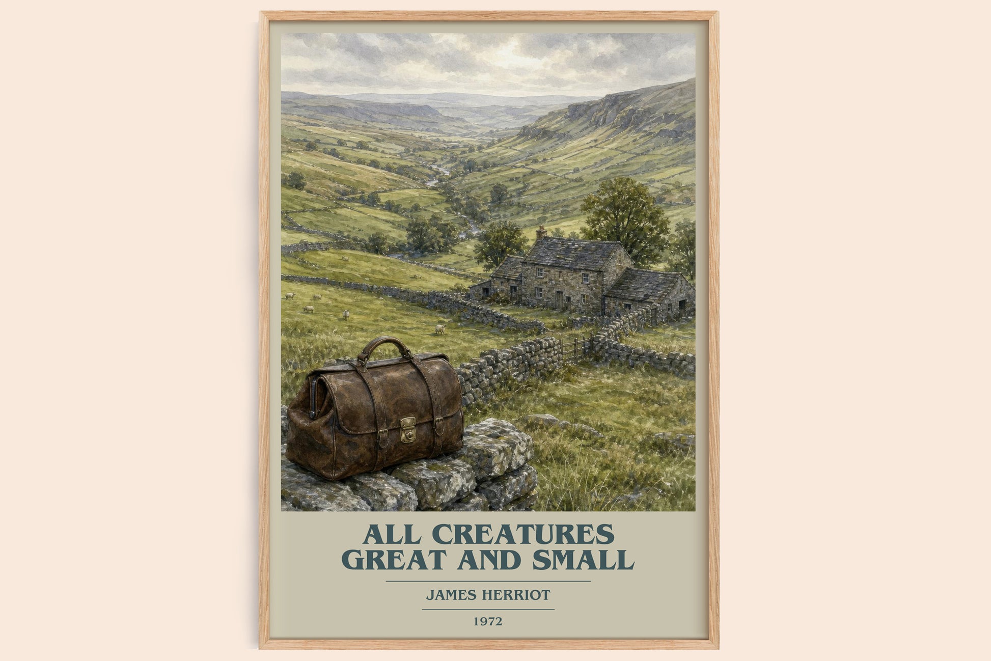 All Creatures Great And Small book cover book poster by James Herriot – framed literary art print