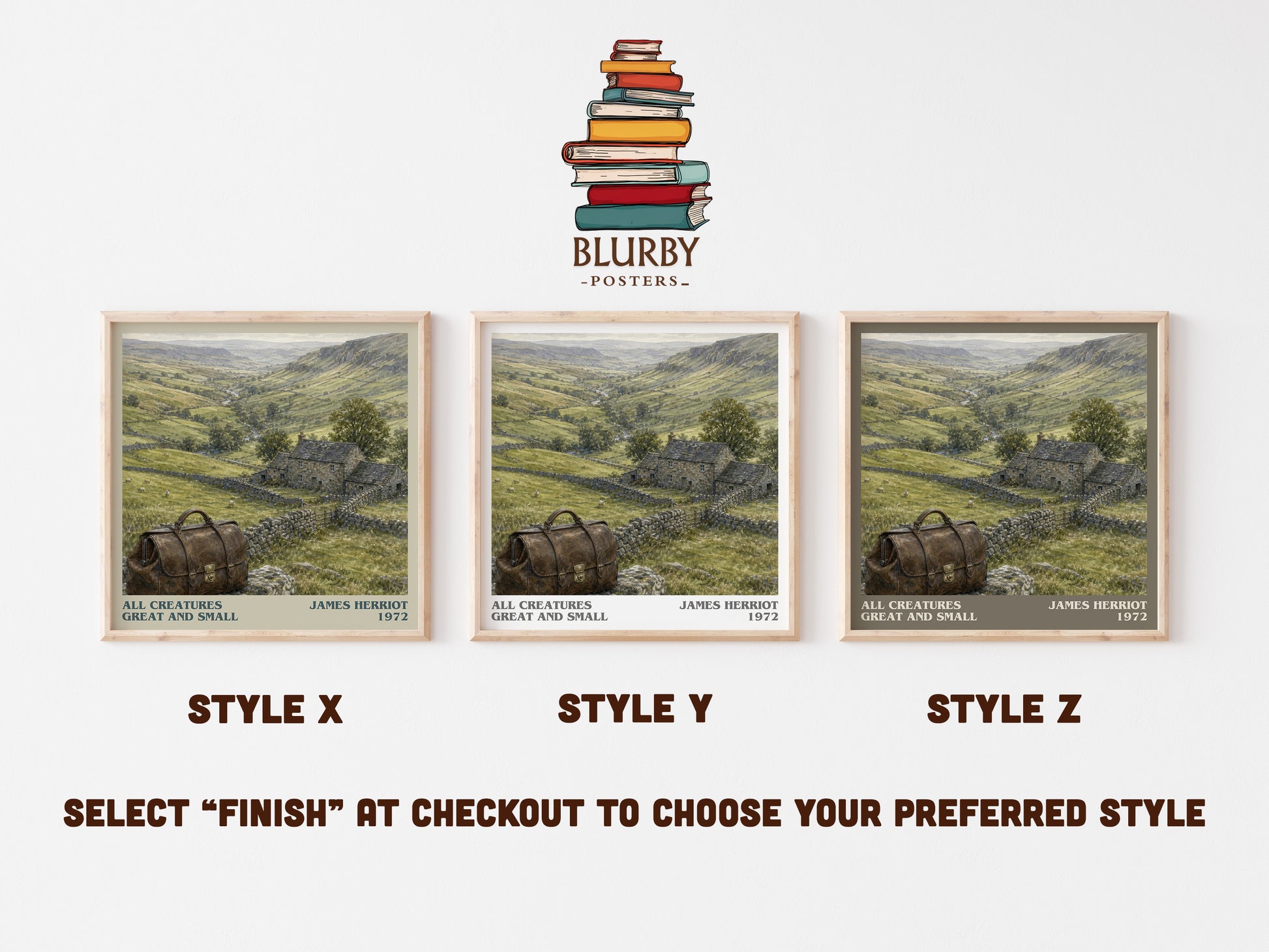 All Creatures Great And Small literary print in frame leaning in hallway – memoir wall art