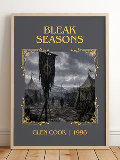 Bleak Seasons Classic Book Art Print by Glen Cook – framed print leaning on a wooden floor