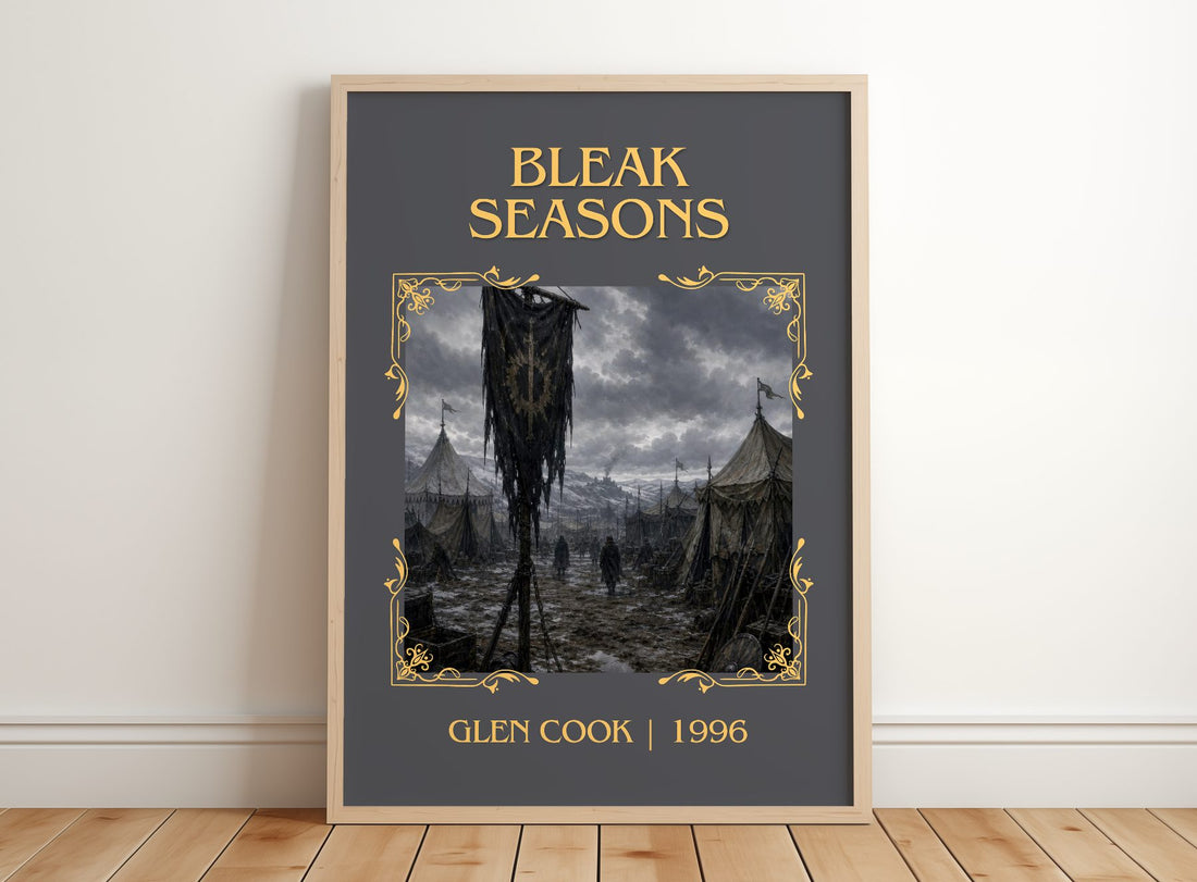 Bleak Seasons Classic Book Art Print by Glen Cook – framed print leaning on a wooden floor