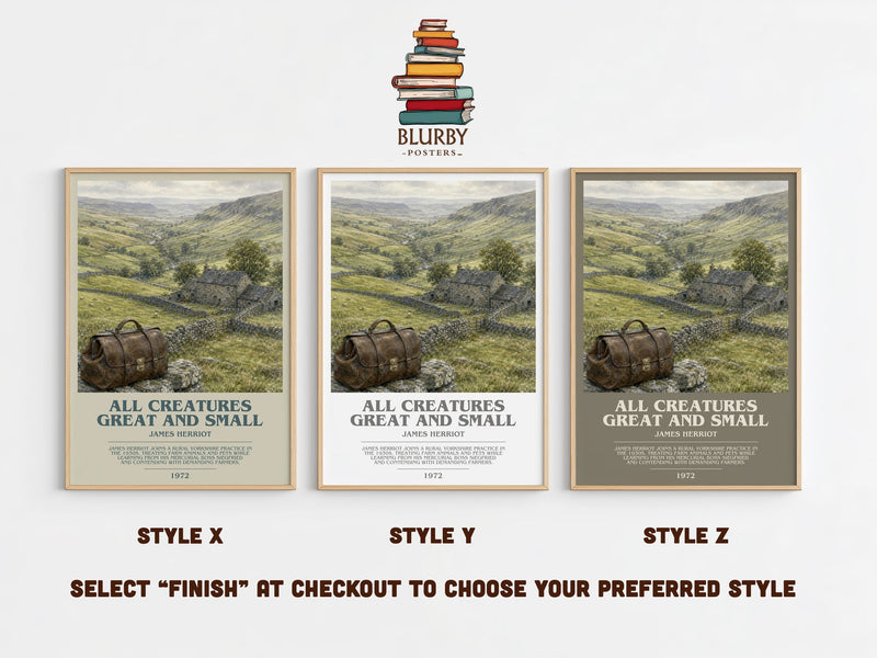 All Creatures Great And Small bookish print in frame leaning in hallway – memoir wall art