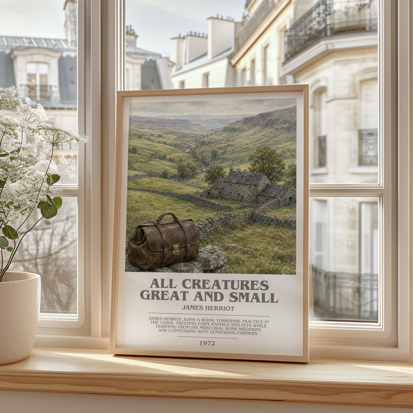All Creatures Great And Small bookish poster colour and style options – James Herriot book art
