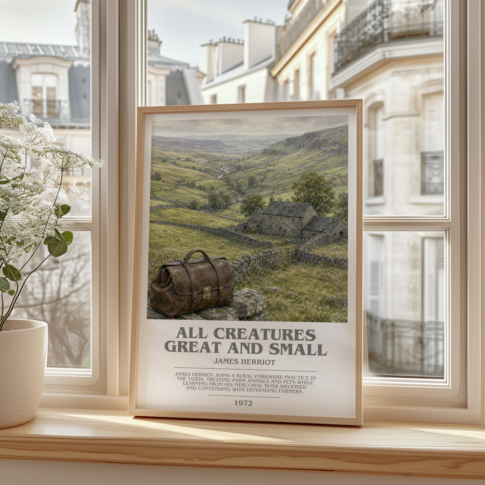 All Creatures Great And Small bookish poster colour and style options – James Herriot book art