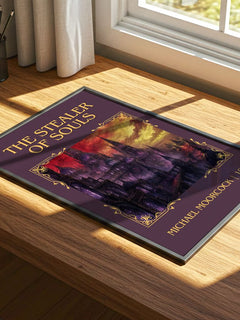The Stealer of Souls Classic Book Art Print by Michael Moorcock – print on a sunlit desk