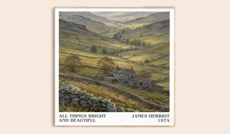 All Things Bright And Beautiful literary book poster by James Herriot – framed literary art print