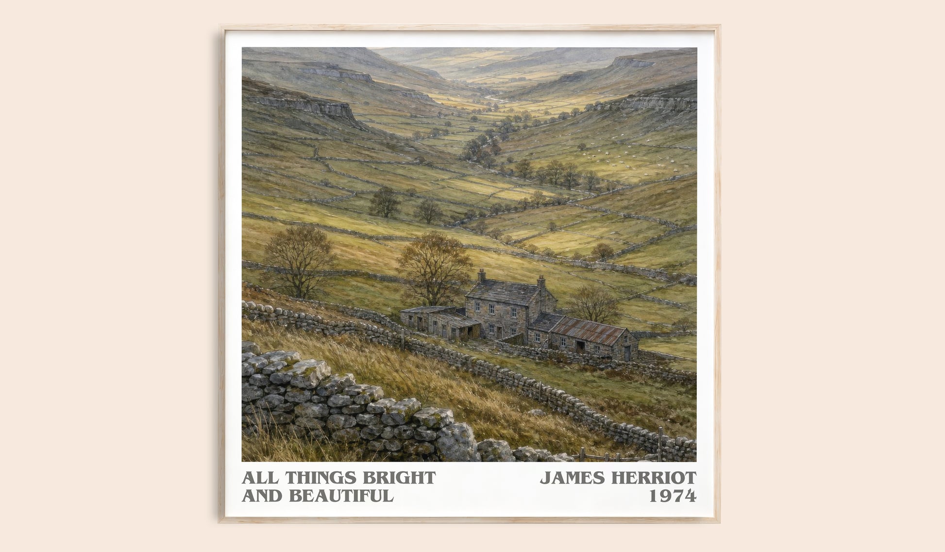 All Things Bright And Beautiful literary book poster by James Herriot – framed literary art print