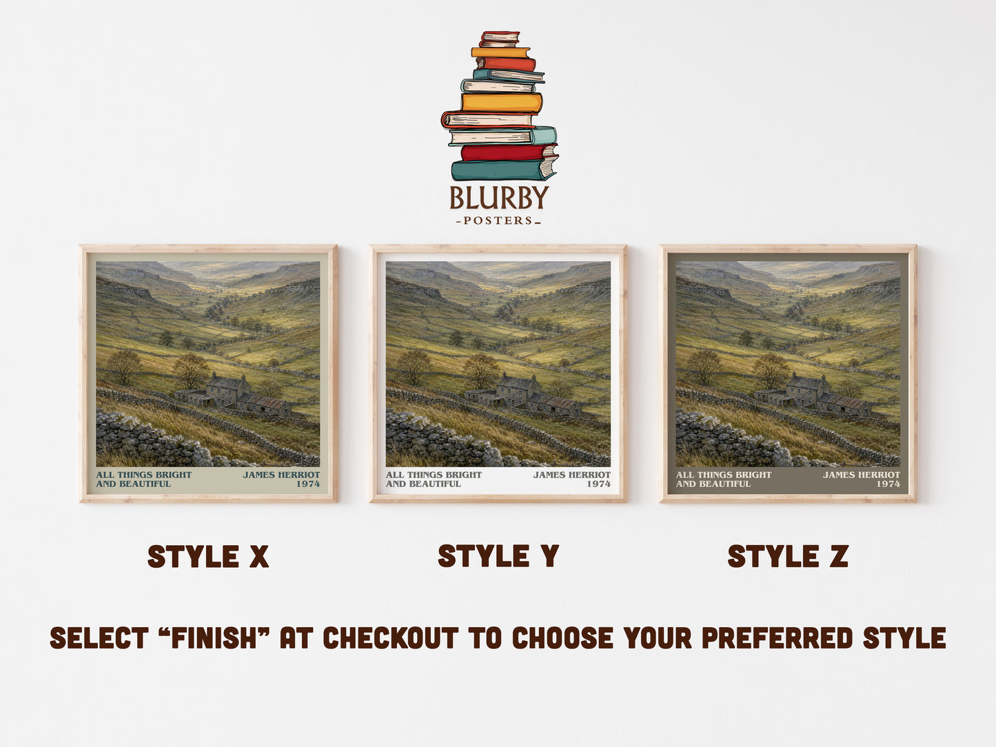 All Things Bright And Beautiful literary print in frame leaning in hallway – memoir wall art