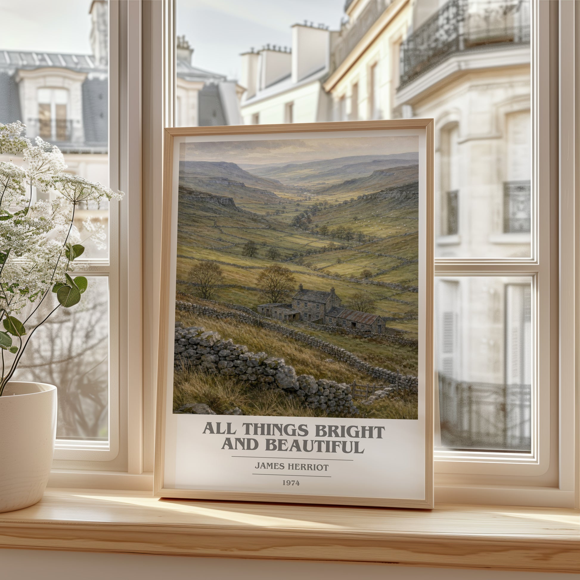 All Things Bright And Beautiful book cover poster colour and style options – James Herriot book art