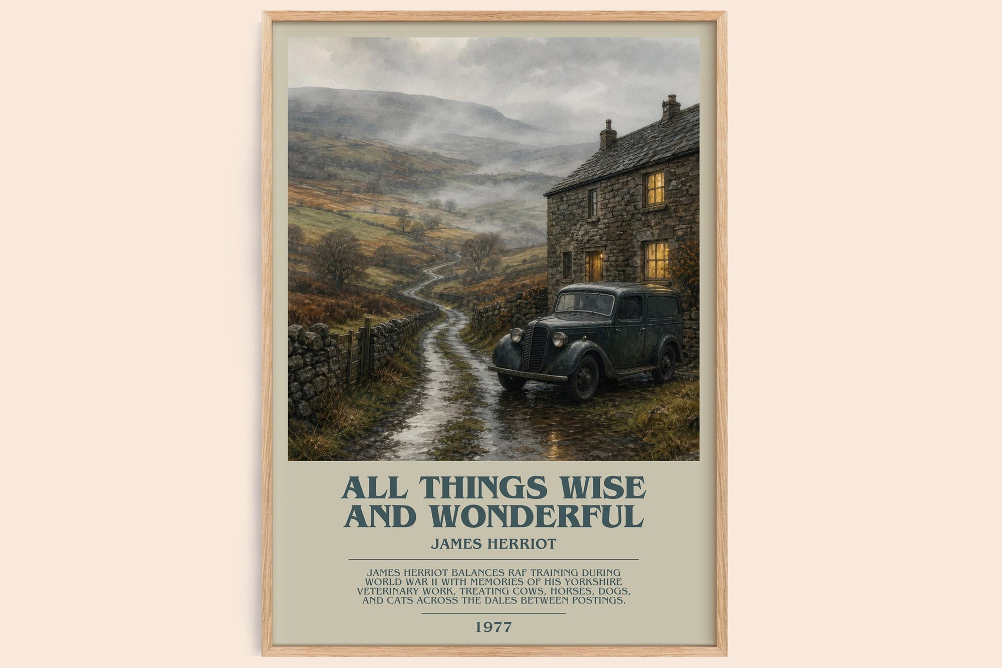 All Things Wise And Wonderful bookish book poster by James Herriot – framed literary art print