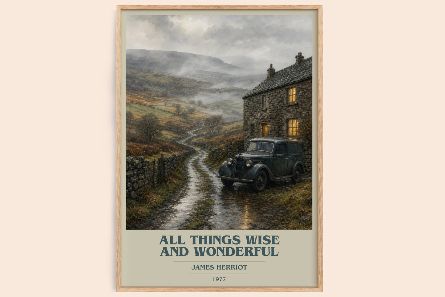 All Things Wise And Wonderful book cover book poster by James Herriot – framed literary art print