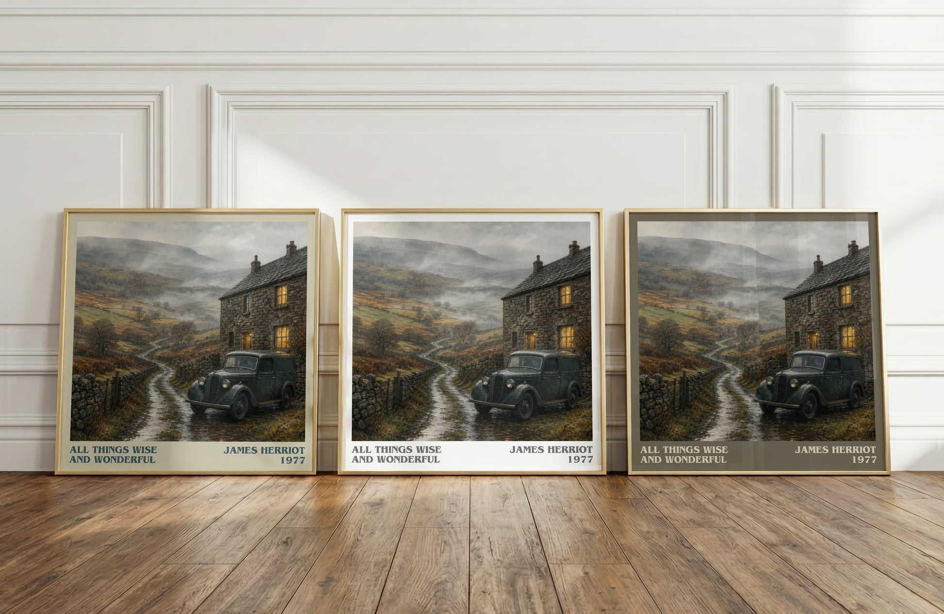 All Things Wise And Wonderful literary art print colour and style options – James Herriot book art